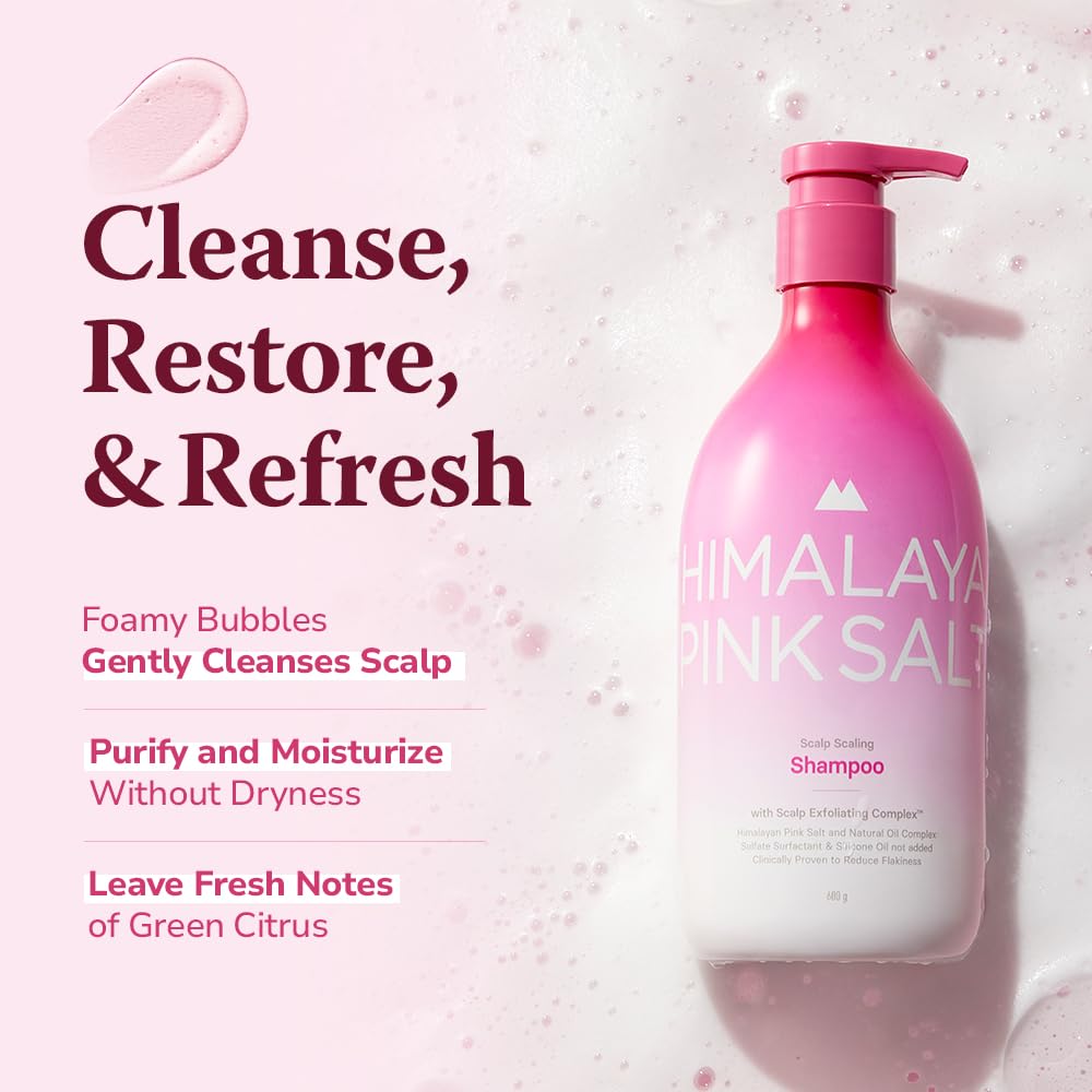 HIMALAYA PINKSALT Scalp Scaling Shampoo - Clarifying Shampoo for Build Up - Clincally Proven Scalp Exfoliator with AHA, PHA - Apple Cider Vinegar, Natural Oil, Silicone-Free, Sulfate Free (21.1oz.)